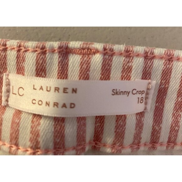 Lauren Conrad Skinny Pants Crop Red & White Stripe Size 18 - Picture 3 of 11